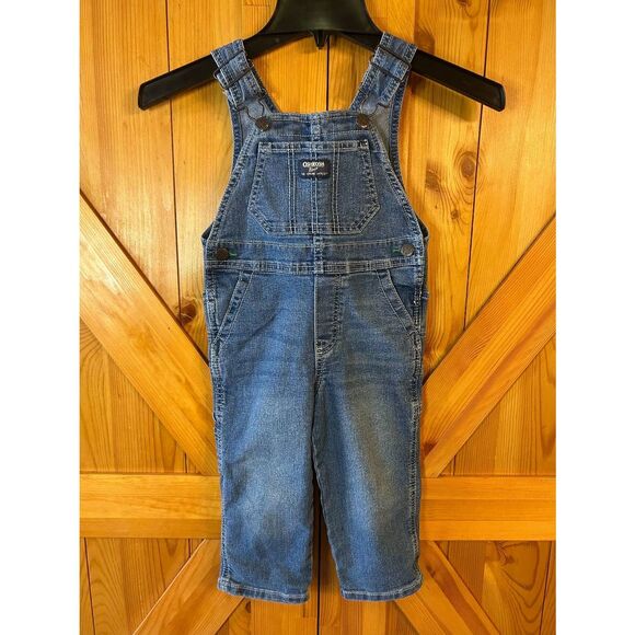 VINTAGE OshKosh B'Gosh Boys Denim Vestbak Overalls Medium Wash Size 2T (5310) - Picture 1 of 7